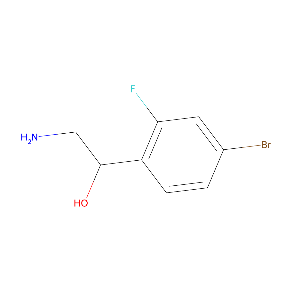 2-Amino-1-(4-bromo-2-fluorophenyl)ethan-1-ol molecular structure, CAS 1099671-36-9