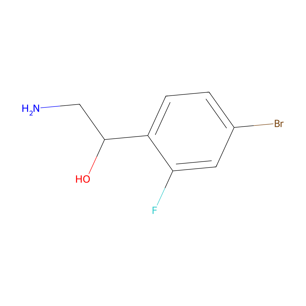 2-Amino-1-(4-bromo-2-fluorophenyl)ethan-1-ol molecular structure, CAS 1099671-36-9