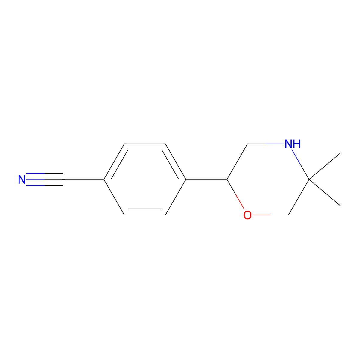 4-(5,5-Dimethylmorpholin-2-yl)benzonitrile molecular structure, CAS 1099679-16-9