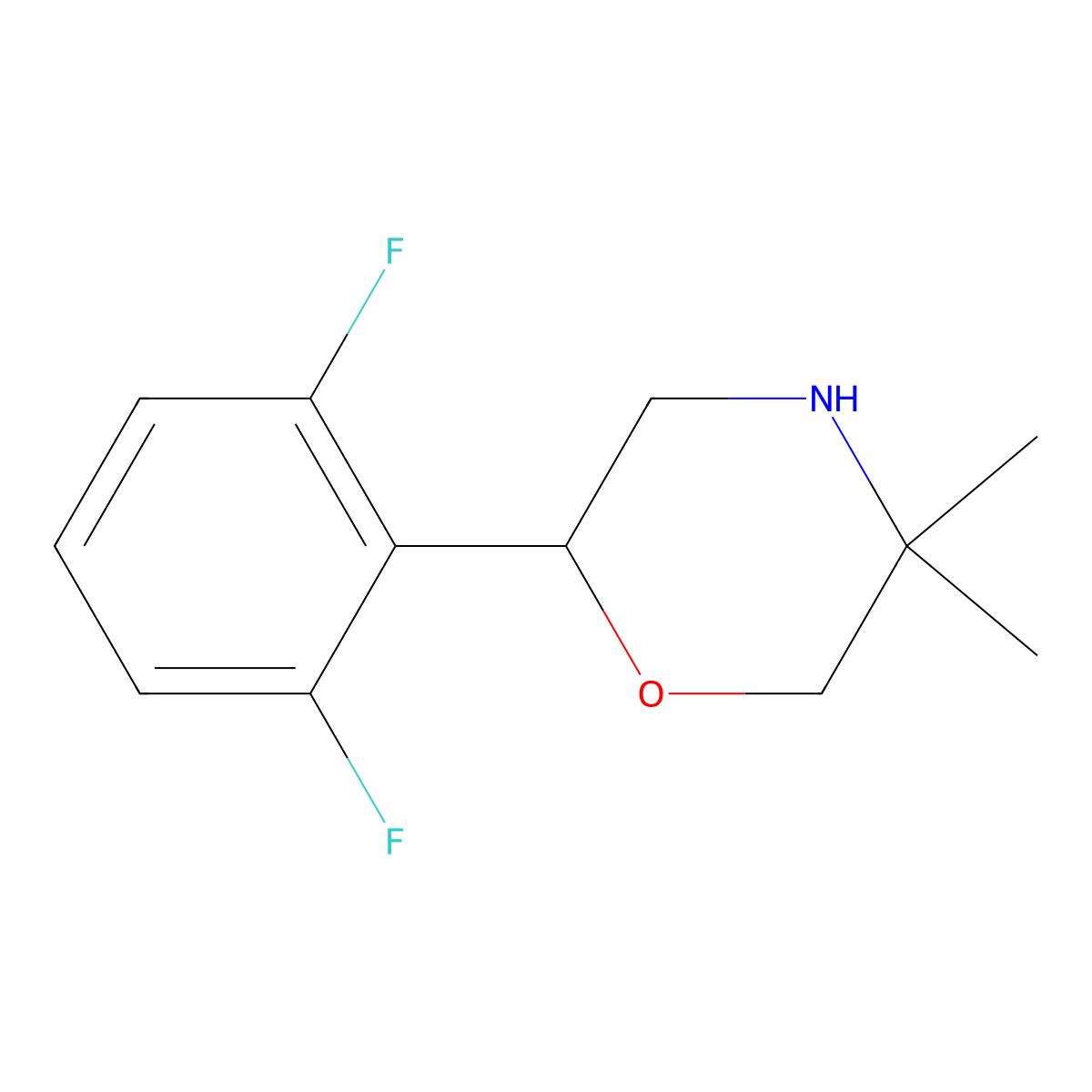 2-(2,6-Difluorophenyl)-5,5-dimethylmorpholine molecular structure, CAS 1099679-32-9