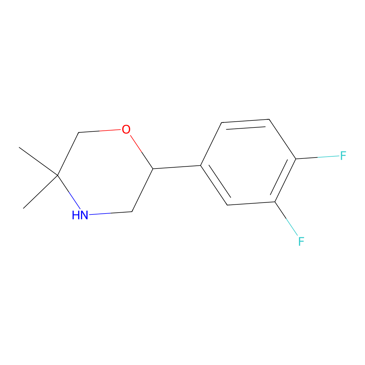 2-(3,4-Difluorophenyl)-5,5-dimethylmorpholine molecular structure, CAS 1099679-37-4