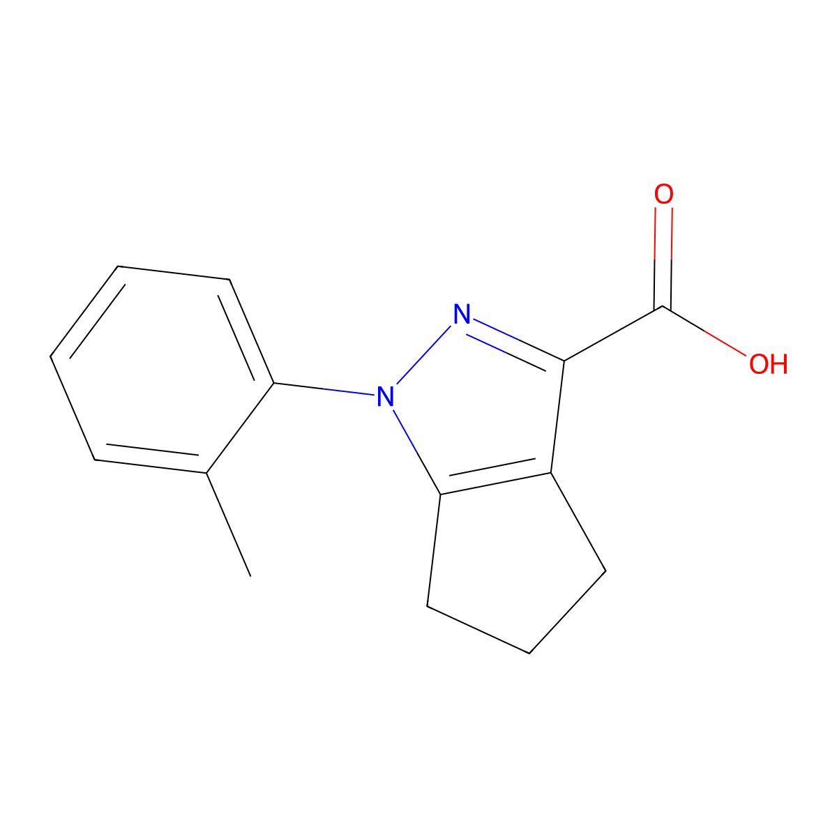 1-(2-methylphenyl)-1H,4H,5H,6H-cyclopenta[c]pyrazole-3-carboxylic acid molecular structure, CAS 1099683-09-6
