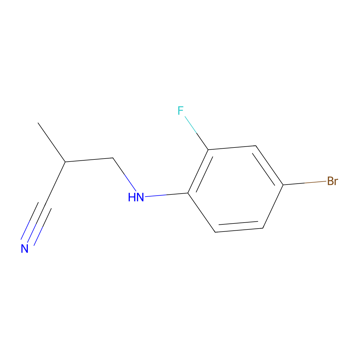 3-[(4-Bromo-2-fluorophenyl)amino]-2-methylpropanenitrile molecular structure, CAS 1099685-65-0