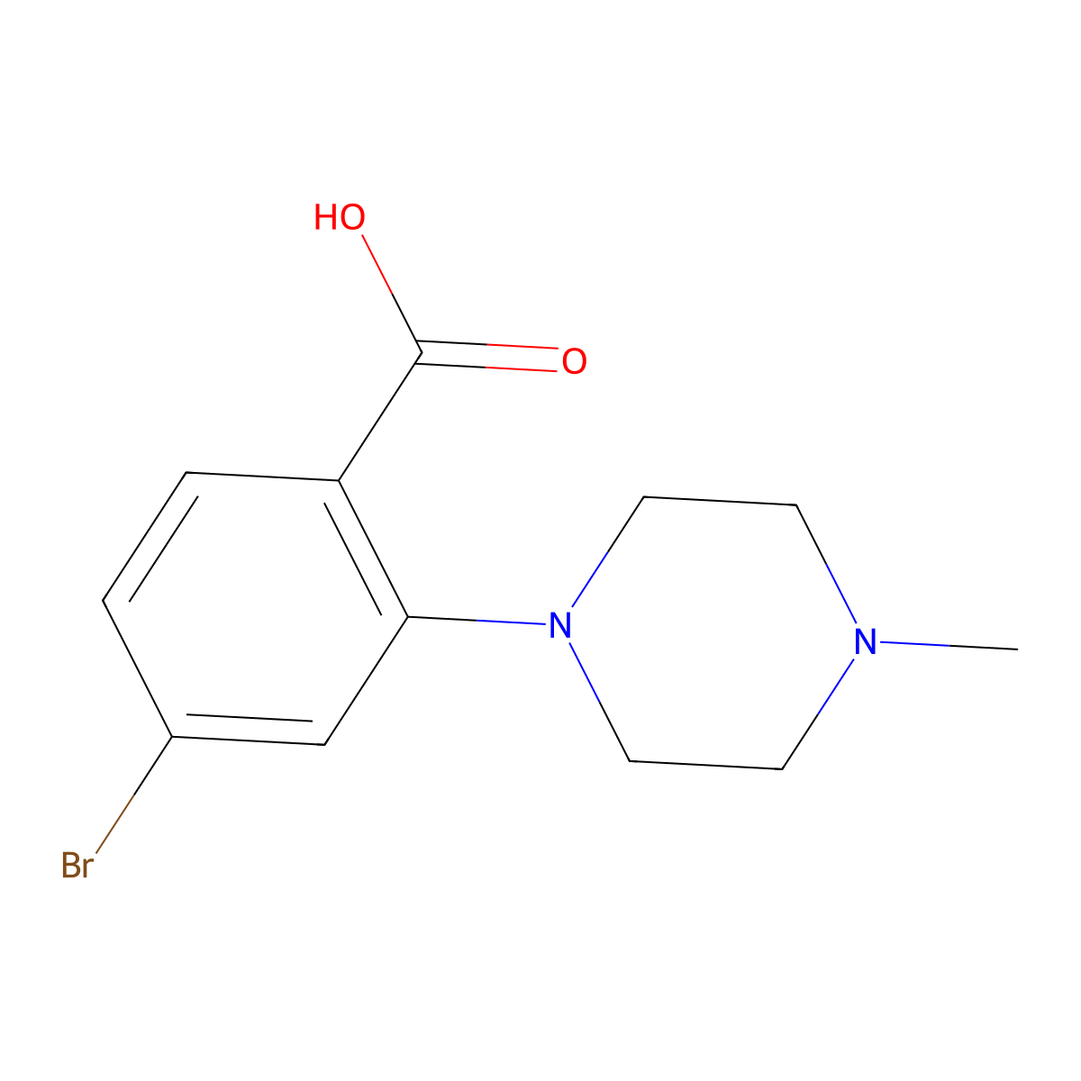 4-bromo-2-(4-methyl-1-piperazinyl)Benzoic acid molecular structure, CAS 1099687-04-3