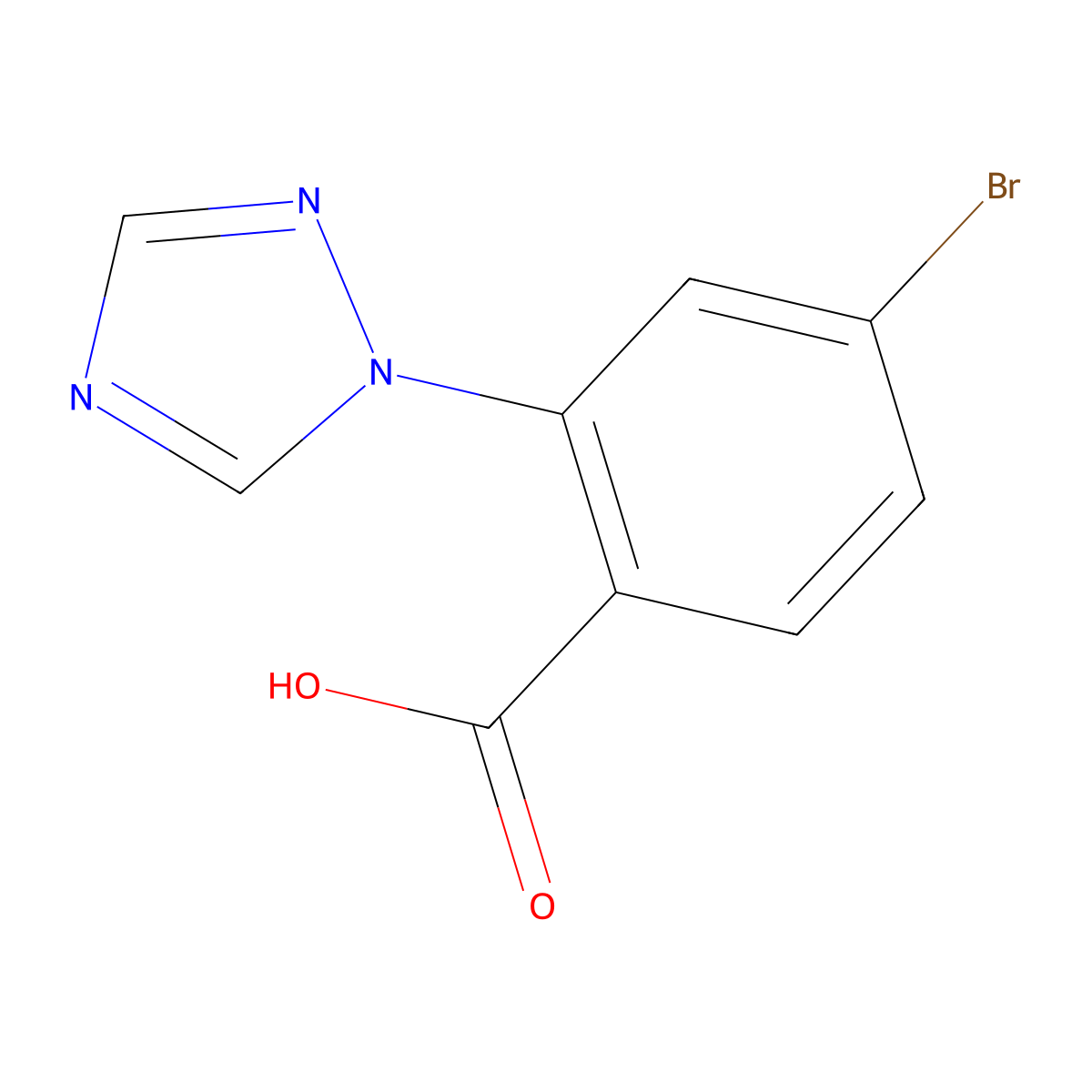 4-bromo-2-(1H-1,2,4-triazol-1-yl)benzoic acid molecular structure, CAS 1099687-28-1