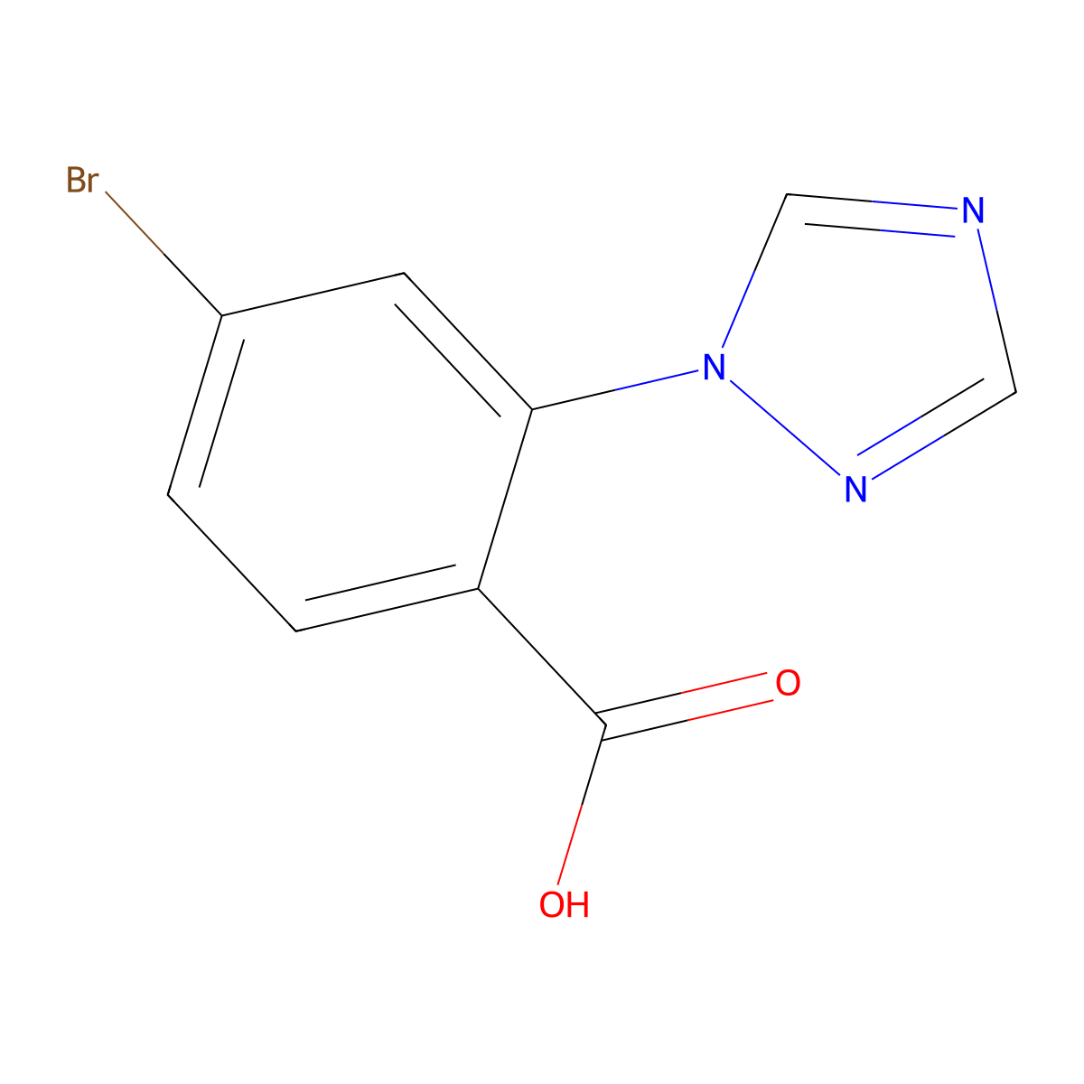 4-bromo-2-(1H-1,2,4-triazol-1-yl)benzoic acid molecular structure, CAS 1099687-28-1