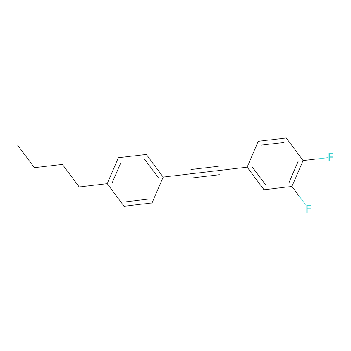 Benzene, 4-[(4-butylphenyl)ethynyl]-1,2-difluoro- molecular structure, CAS 109970-65-2