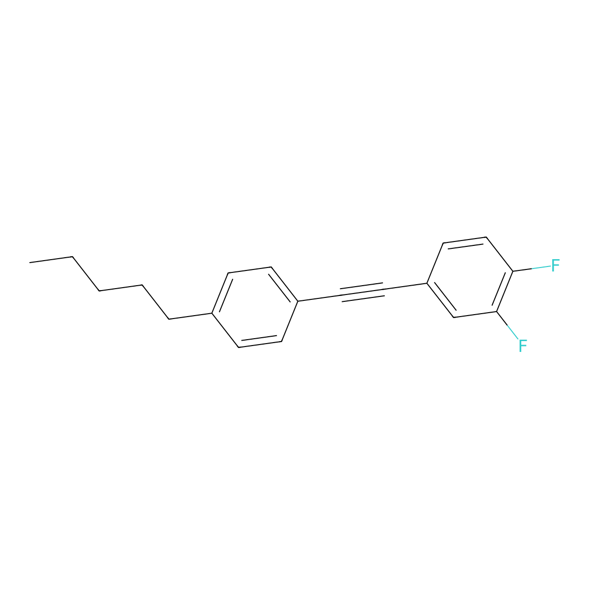 Benzene, 1,2-difluoro-4-[(4-pentylphenyl)ethynyl]- molecular structure, CAS 109970-66-3
