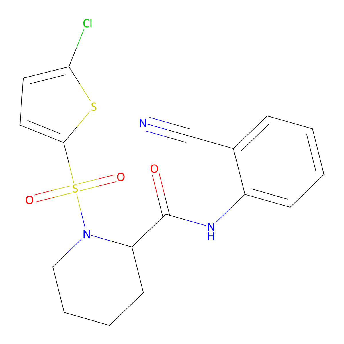 1-[(5-chlorothiophen-2-yl)sulfonyl]-N-(2-cyanophenyl)piperidine-2-carboxamide molecular structure, CAS 1099754-39-8