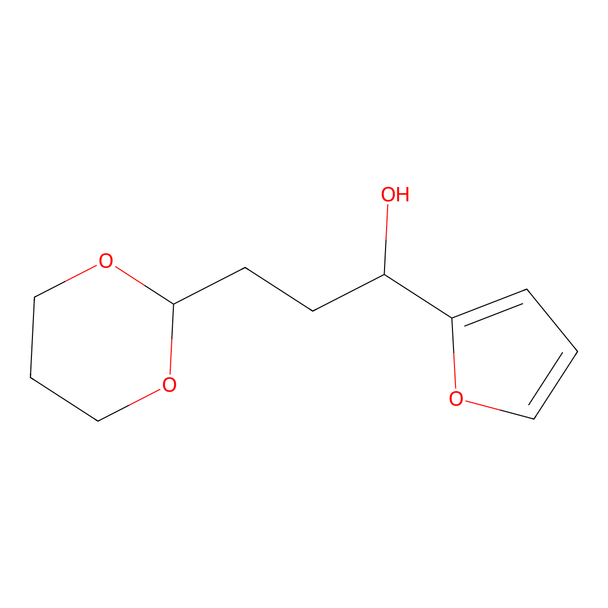 3-[2-(1,3-Dioxanyl)]-1-(2-furyl)-1-propanol molecular structure, CAS 109976-35-4