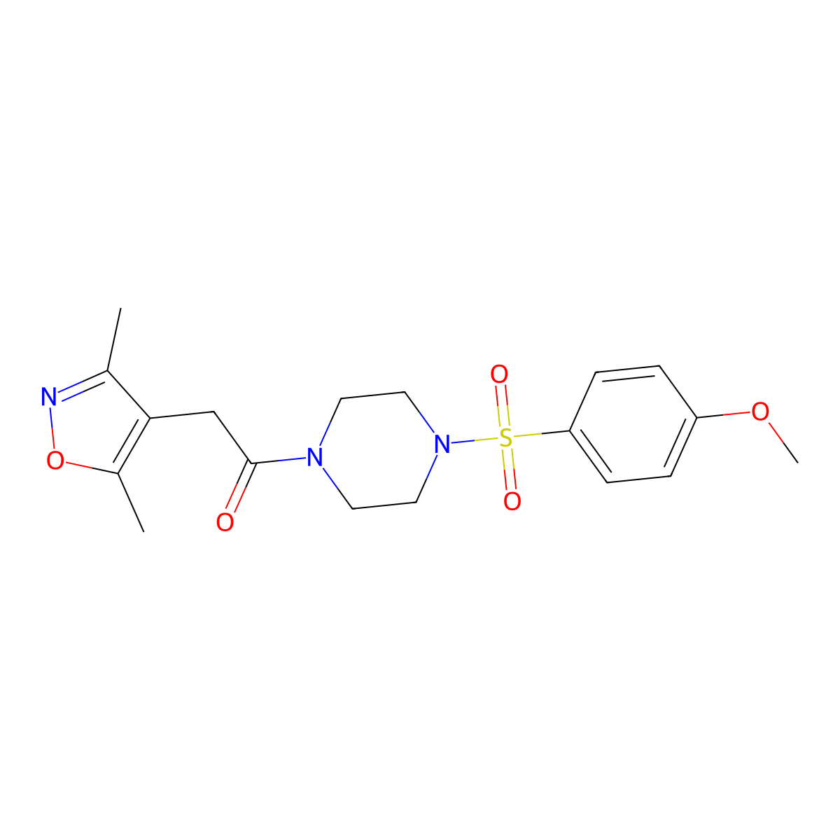 2-(3,5-Dimethyl-4-isoxazolyl)-1-{4-[(4-methoxyphenyl)sulfonyl]piperazino}-1-ethanone molecular structure, CAS 1099760-80-1