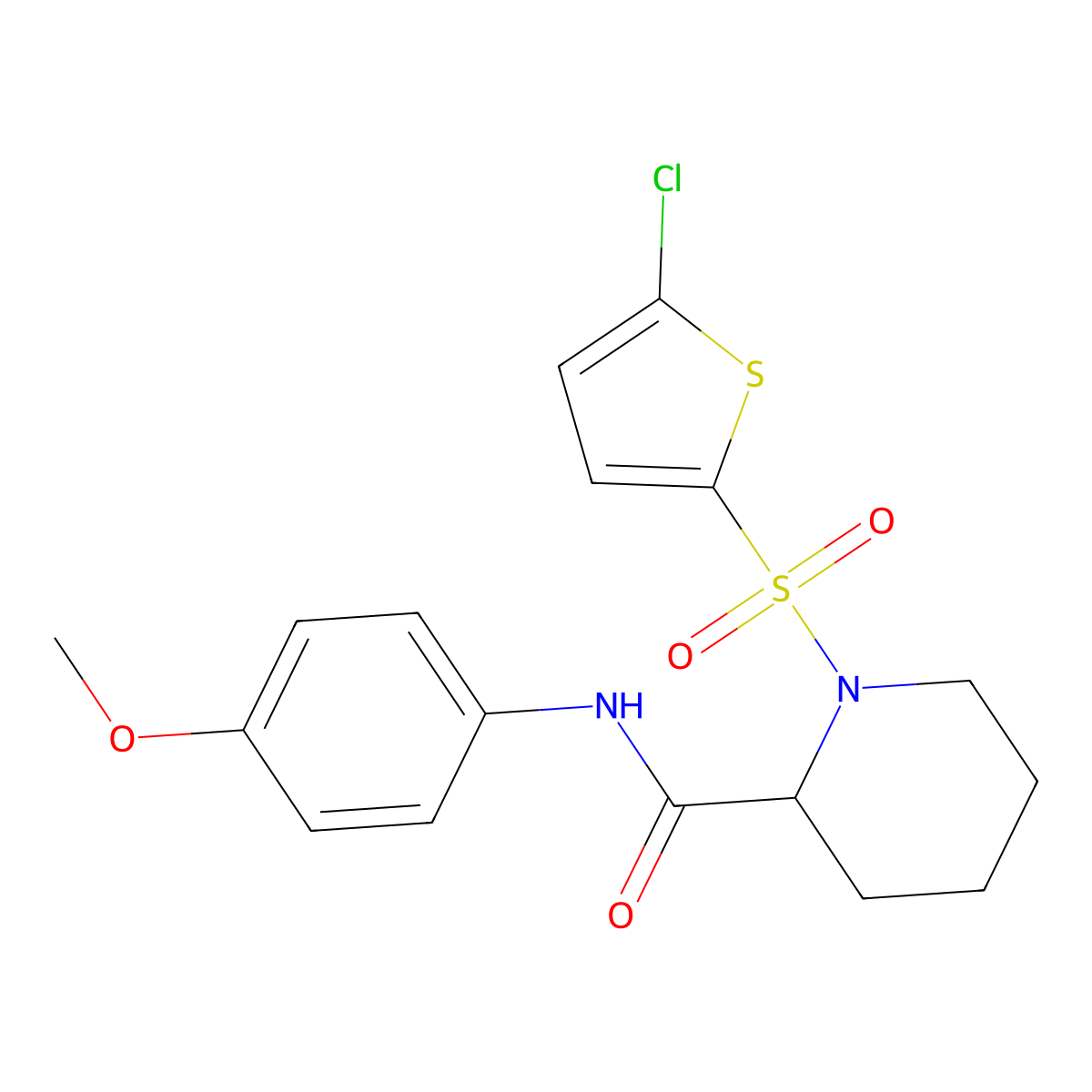 1-((5-chlorothiophen-2-yl)sulfonyl)-N-(4-methoxyphenyl)piperidine-2-carboxamide molecular structure, CAS 1099767-38-0
