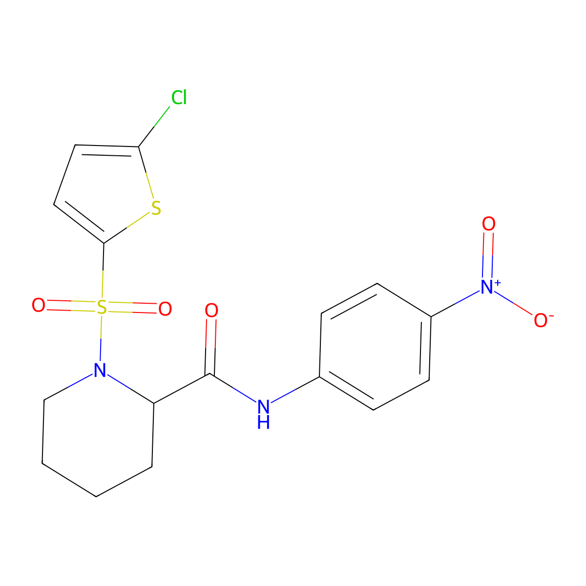 1-((5-chlorothiophen-2-yl)sulfonyl)-N-(4-nitrophenyl)piperidine-2-carboxamide molecular structure, CAS 1099769-80-8