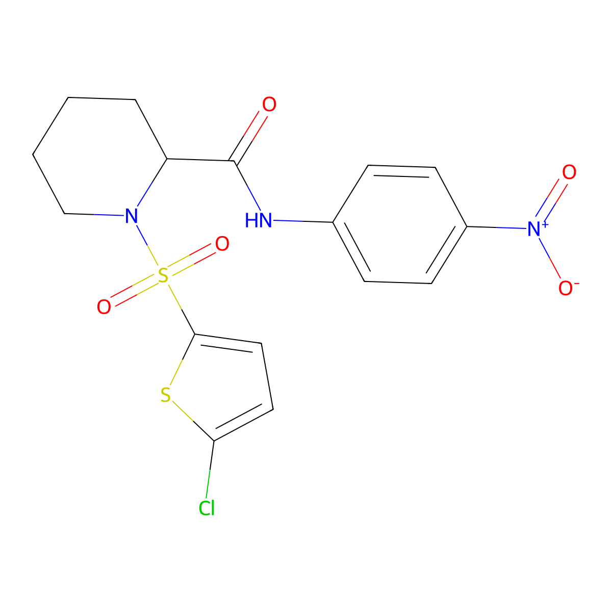 1-((5-chlorothiophen-2-yl)sulfonyl)-N-(4-nitrophenyl)piperidine-2-carboxamide molecular structure, CAS 1099769-80-8