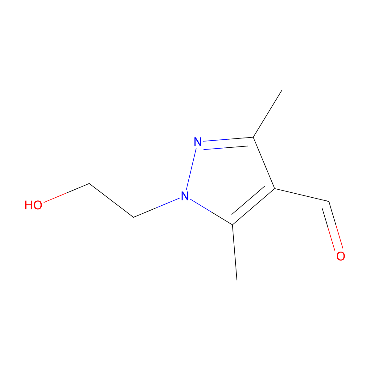 1-(2-hydroxyethyl)-3,5-dimethyl-1H-pyrazole-4-carbaldehyde molecular structure, CAS 1099772-09-4