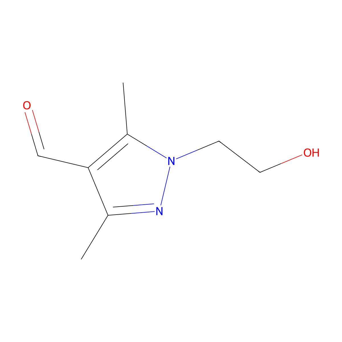 1-(2-hydroxyethyl)-3,5-dimethyl-1H-pyrazole-4-carbaldehyde molecular structure, CAS 1099772-09-4