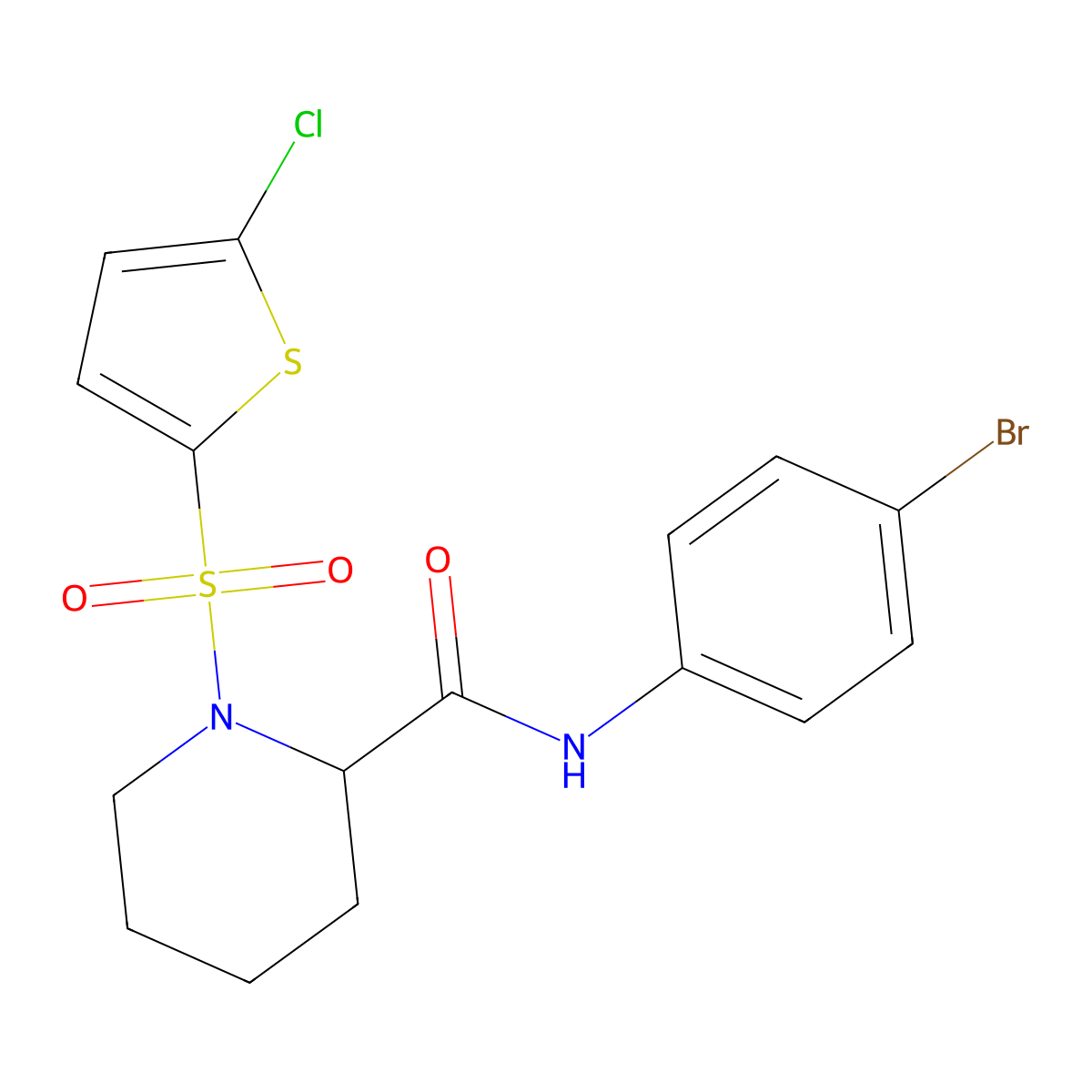 N-(4-bromophenyl)-1-((5-chlorothiophen-2-yl)sulfonyl)piperidine-2-carboxamide molecular structure, CAS 1099772-10-7