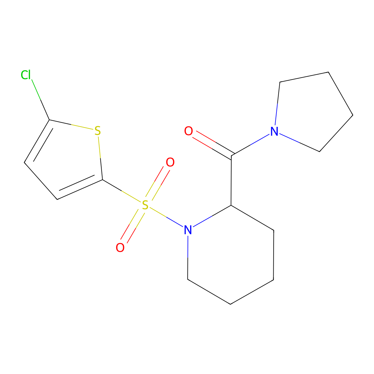 (1-((5-Chlorothiophen-2-yl)sulfonyl)piperidin-2-yl)(pyrrolidin-1-yl)methanone molecular structure, CAS 1099782-82-7