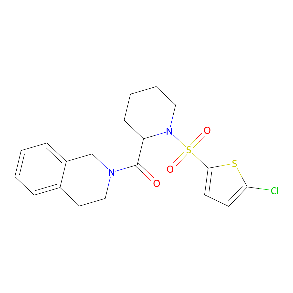 (1-((5-chlorothiophen-2-yl)sulfonyl)piperidin-2-yl)(3,4-dihydroisoquinolin-2(1H)-yl)methanone molecular structure, CAS 1099783-43-3