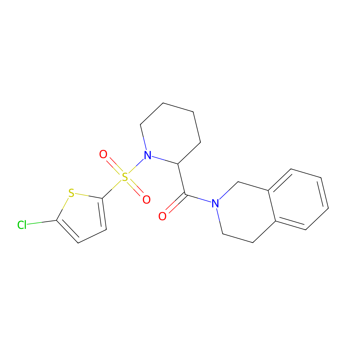 (1-((5-chlorothiophen-2-yl)sulfonyl)piperidin-2-yl)(3,4-dihydroisoquinolin-2(1H)-yl)methanone molecular structure, CAS 1099783-43-3