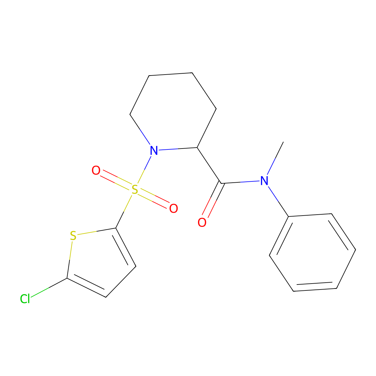 1-((5-chlorothiophen-2-yl)sulfonyl)-N-methyl-N-phenylpiperidine-2-carboxamide molecular structure, CAS 1099783-59-1