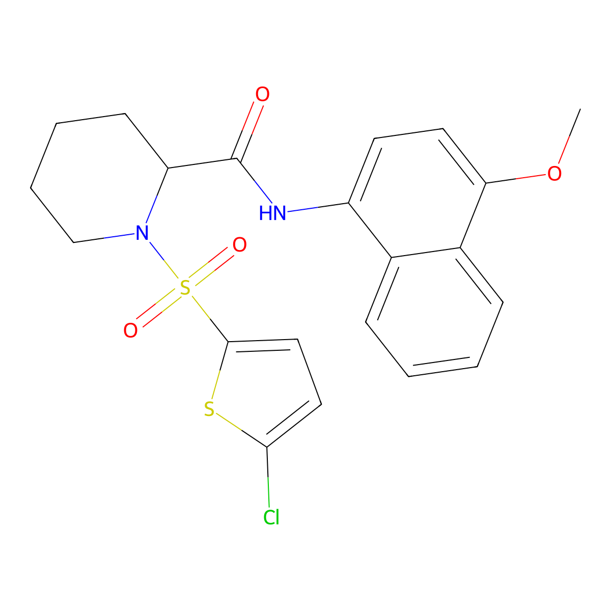 1-((5-chlorothiophen-2-yl)sulfonyl)-N-(4-methoxynaphthalen-1-yl)piperidine-2-carboxamide molecular structure, CAS 1099783-61-5