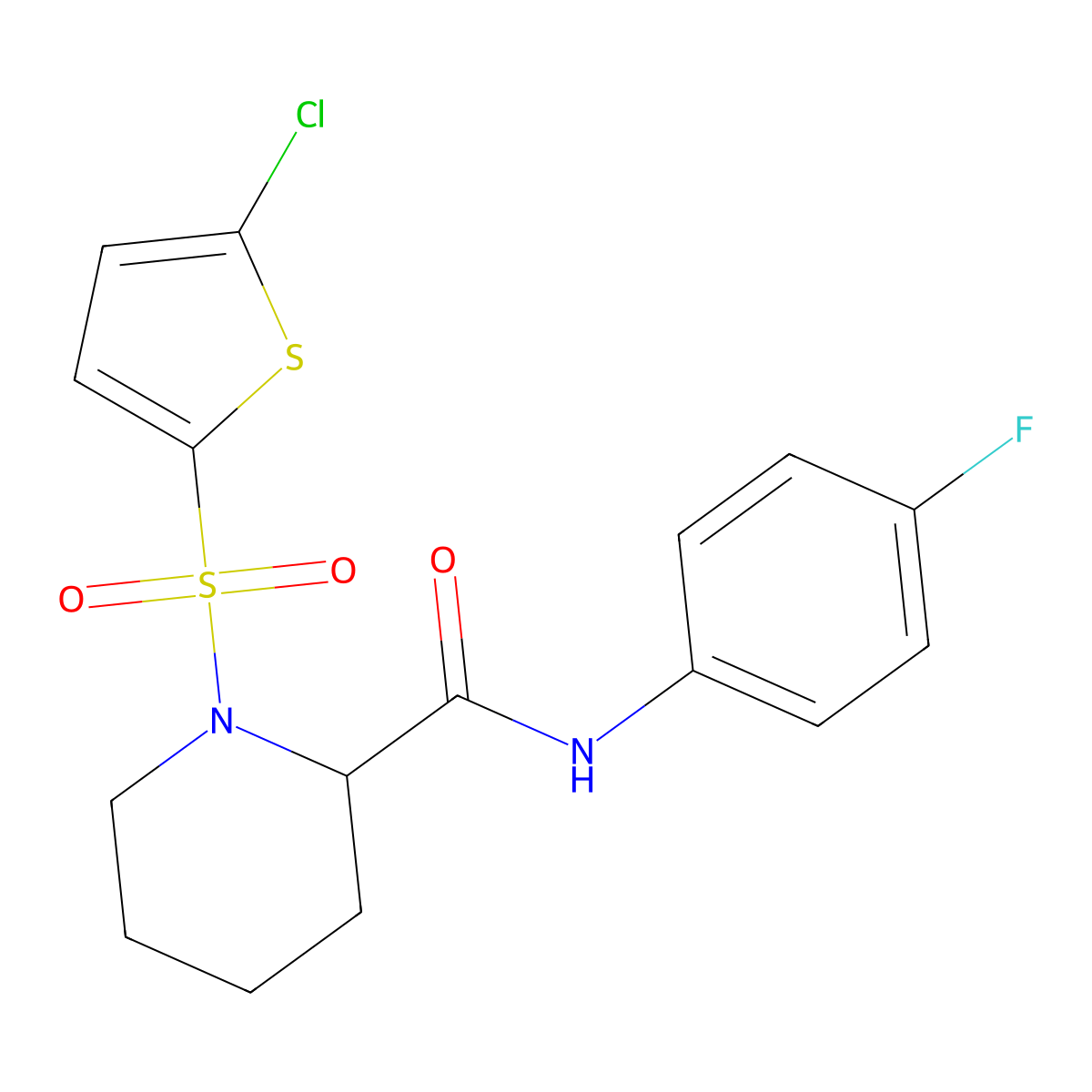 1-[(5-chlorothiophen-2-yl)sulfonyl]-N-(4-fluorophenyl)piperidine-2-carboxamide molecular structure, CAS 1099783-66-0