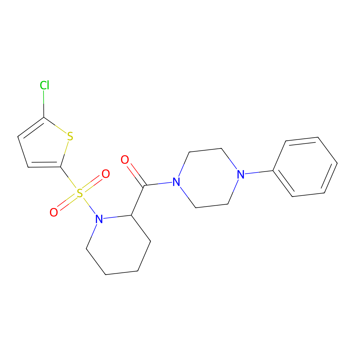 (1-((5-Chlorothiophen-2-yl)sulfonyl)piperidin-2-yl)(4-phenylpiperazin-1-yl)methanone molecular structure, CAS 1099783-68-2