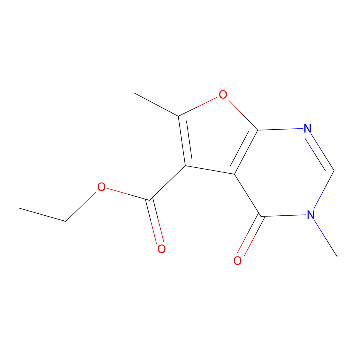 ethyl 3,6-dimethyl-4-oxo-3H,4H-furo[2,3-d]pyrimidine-5-carboxylate molecular structure, CAS 1099963-42-4