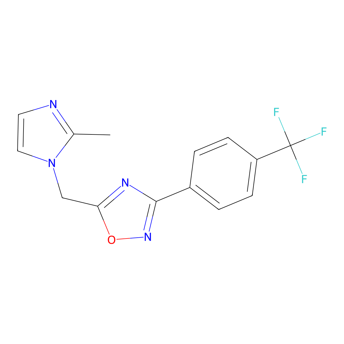5-[(2-methyl-1H-imidazol-1-yl)methyl]-3-[4-(trifluoromethyl)phenyl]-1,2,4-oxadiazole molecular structure, CAS 1099969-80-8