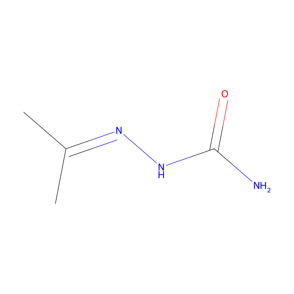 Acetone semicarbazone molecular structure, CAS 110-20-3