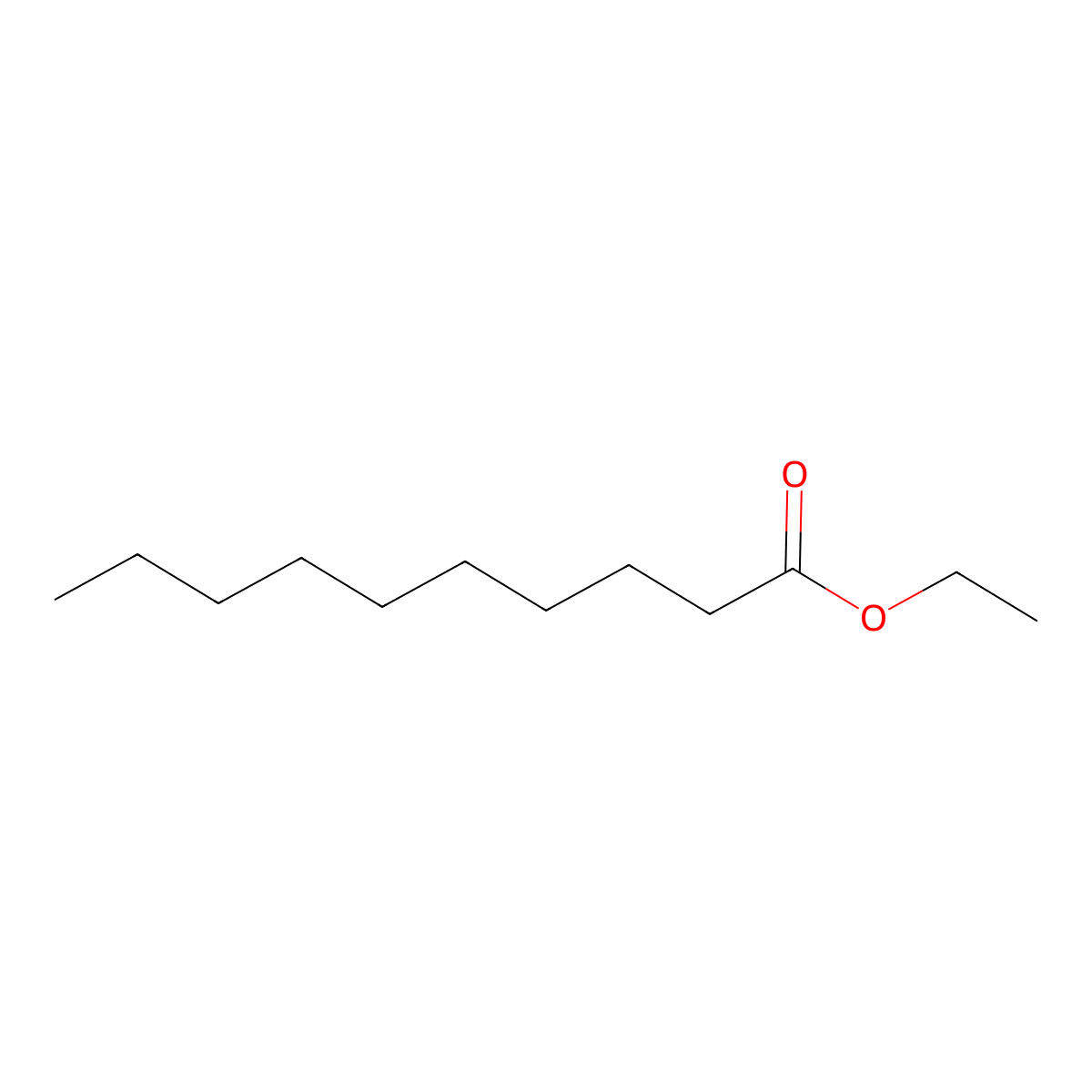 Ethyl caprate molecular structure, CAS 110-38-3