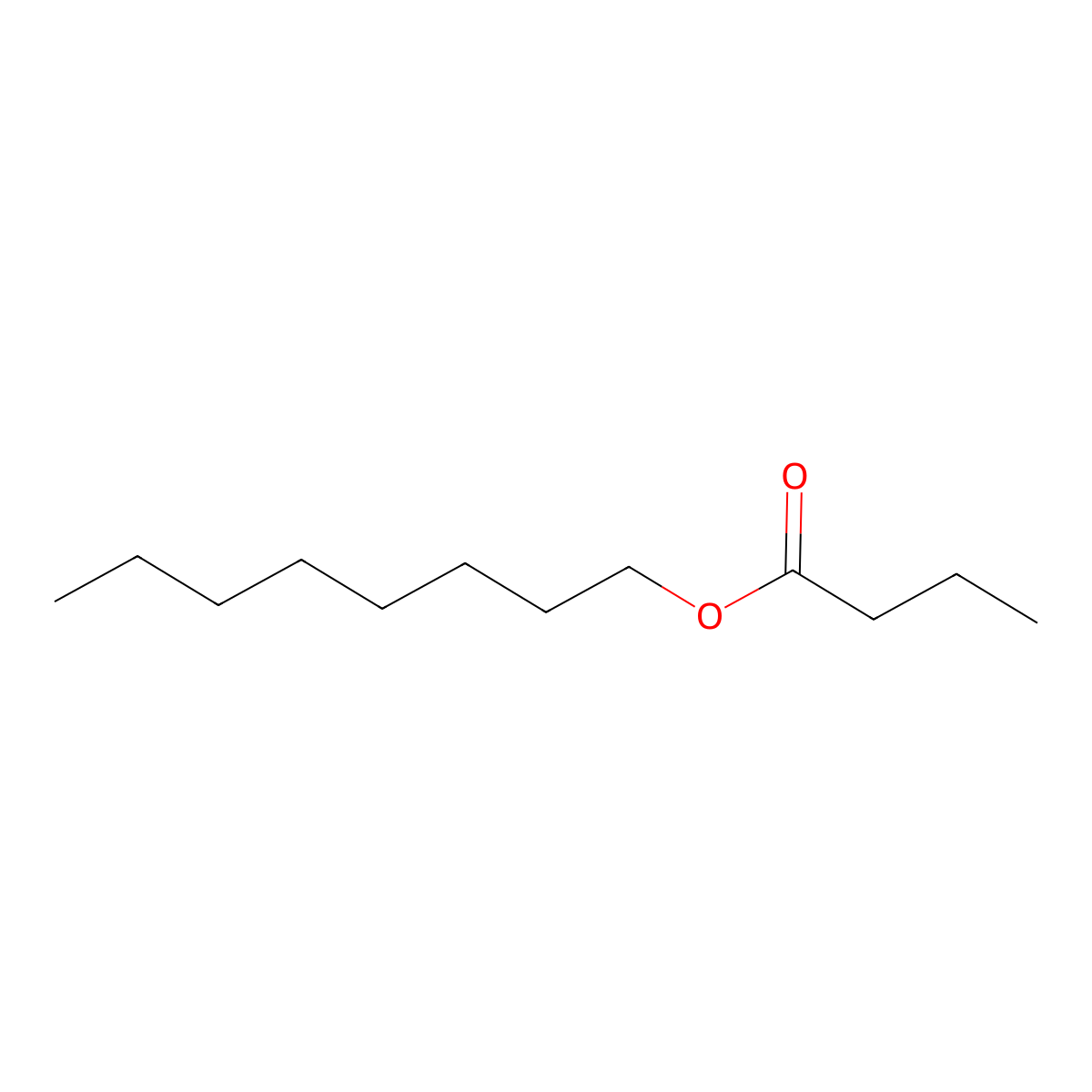 Octyl butyrate molecular structure, CAS 110-39-4