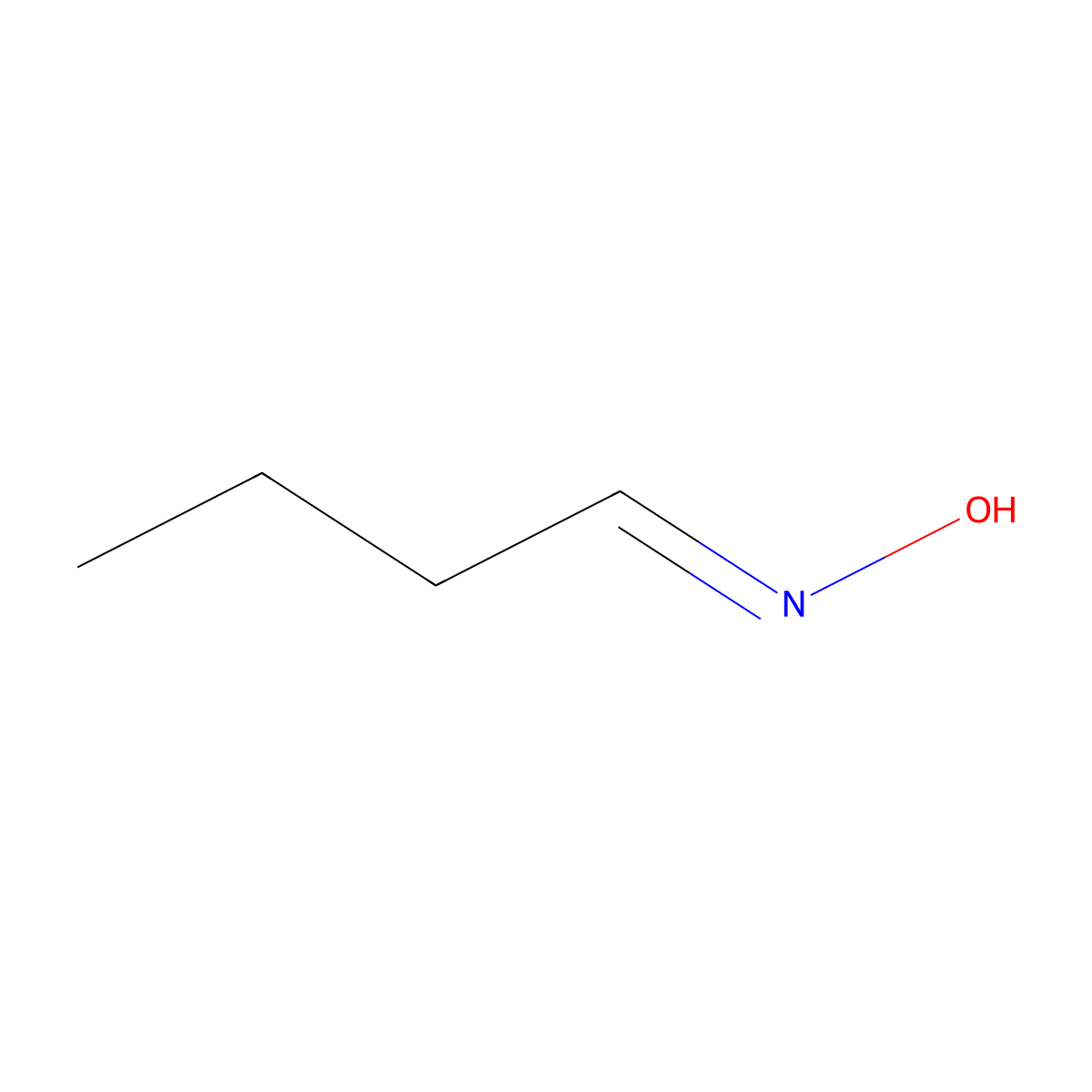 Butanal, oxime molecular structure, CAS 110-69-0