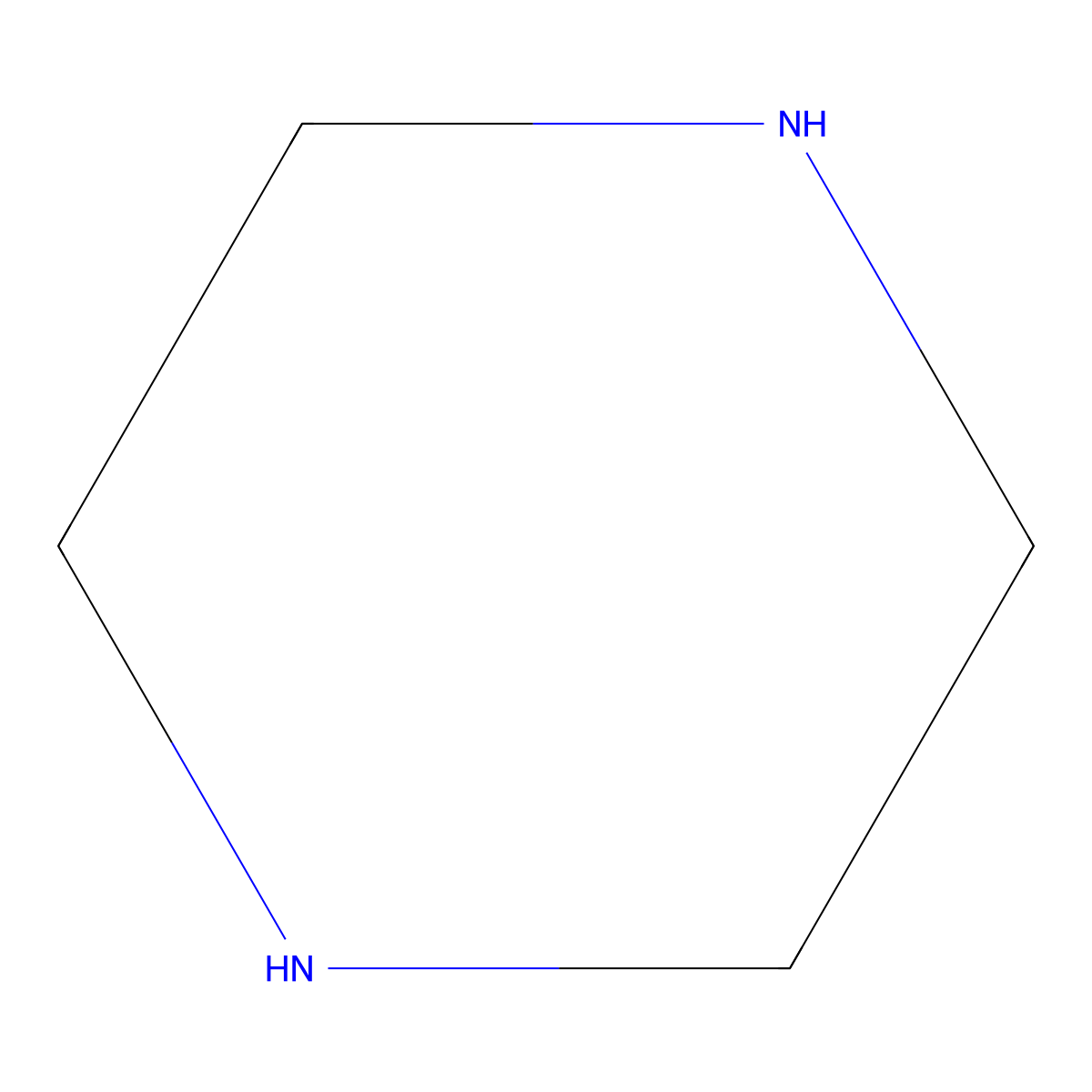 Piperazine molecular structure, CAS 110-85-0