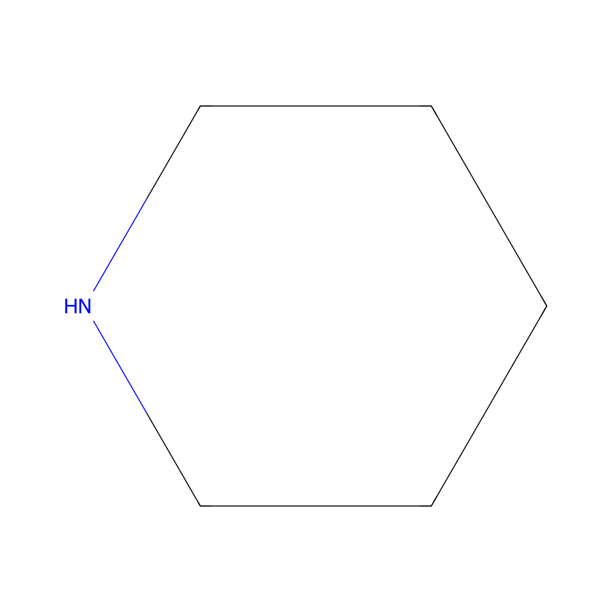 Piperidine molecular structure, CAS 110-89-4