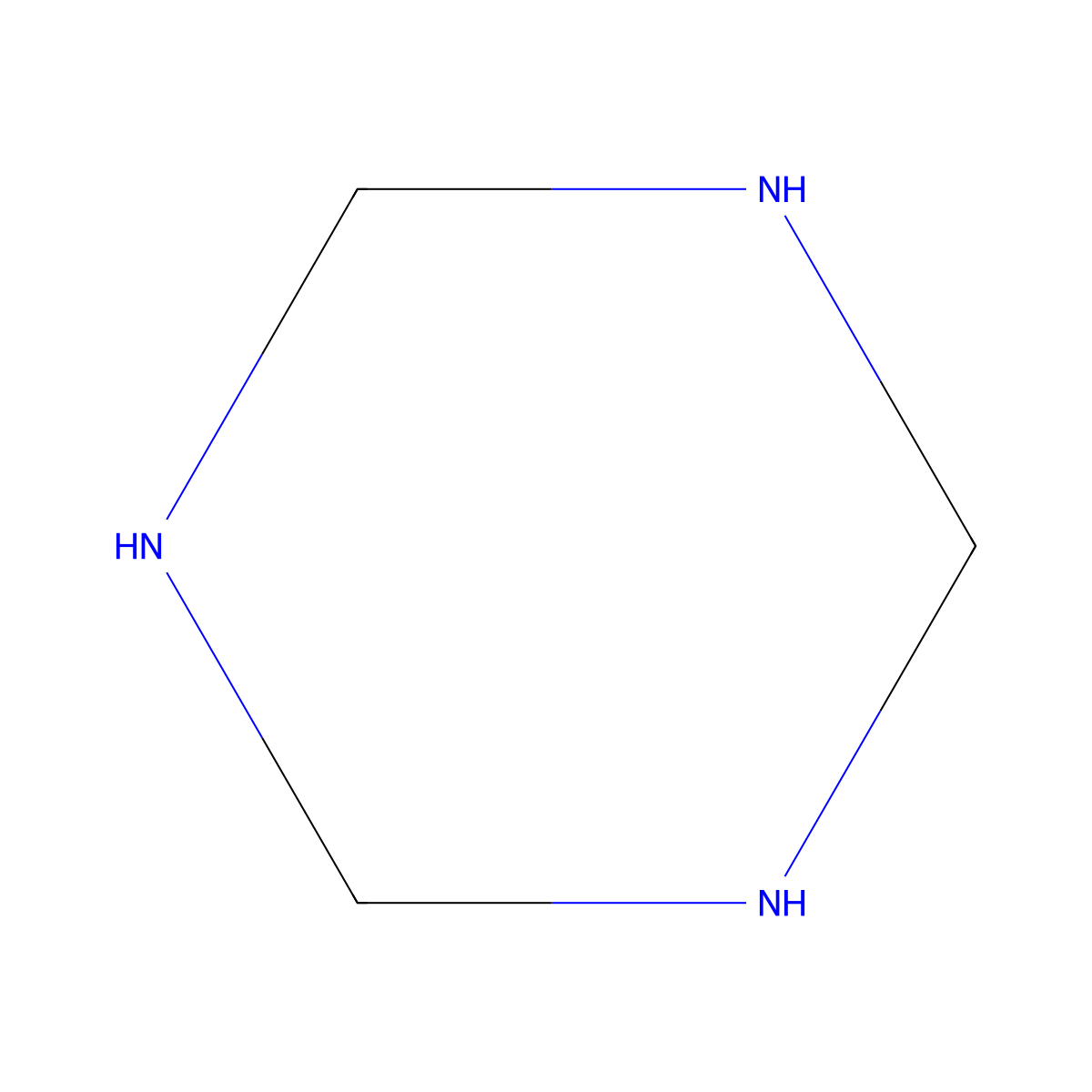 Cyclotrimethylenetriamine molecular structure, CAS 110-90-7