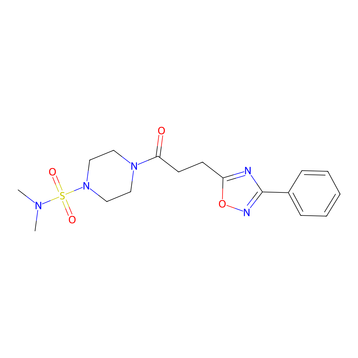 N,N-dimethyl-4-[3-(3-phenyl-1,2,4-oxadiazol-5-yl)propanoyl]piperazine-1-sulfonamide molecular structure, CAS 1100019-80-4