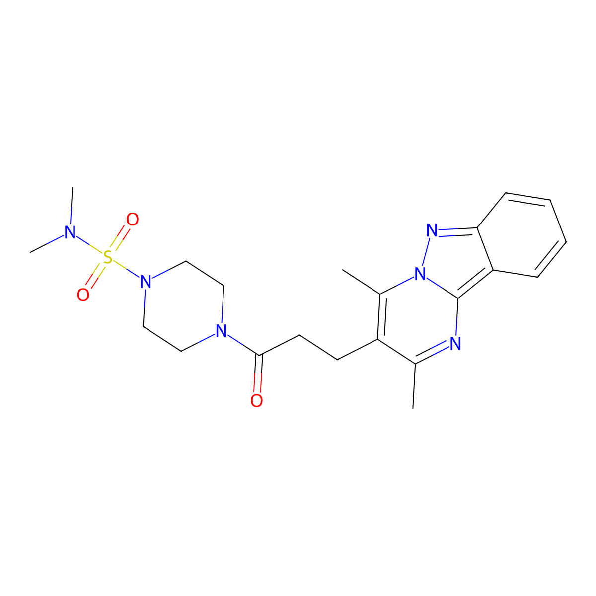 4-[3-(2,4-dimethylpyrimido[1,2-b]indazol-3-yl)propanoyl]-N,N-dimethyltetrahydro-1(2H)-pyrazinesulfonamide molecular structure, CAS 1100019-92-8