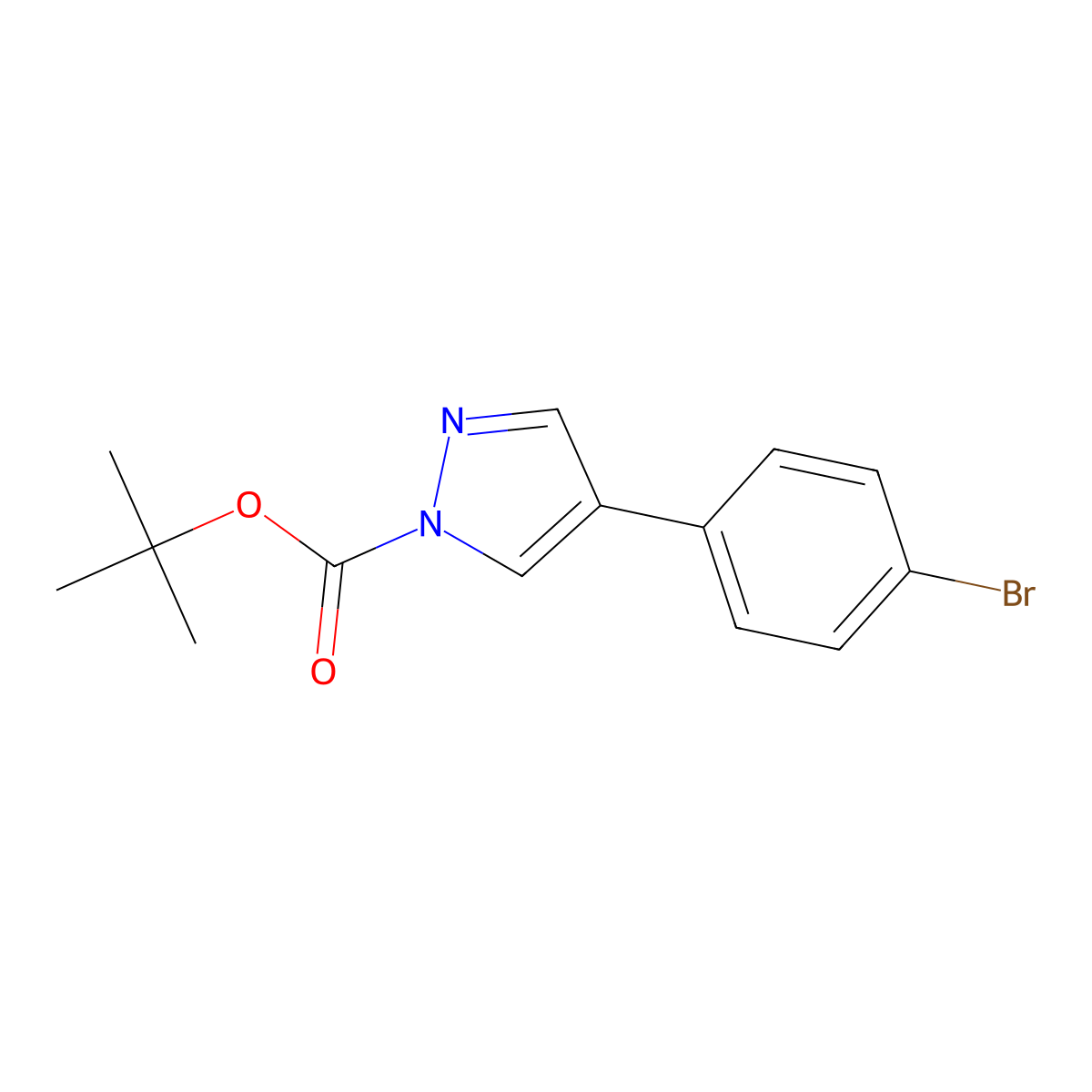 Tert-butyl 4-(4-bromophenyl)pyrazole-1-carboxylate molecular structure, CAS 1100052-58-1
