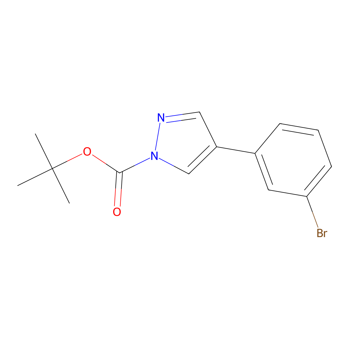 tert-Butyl 4-(3-bromophenyl)-1H-pyrazole-1-carboxylate molecular structure, CAS 1100052-60-5