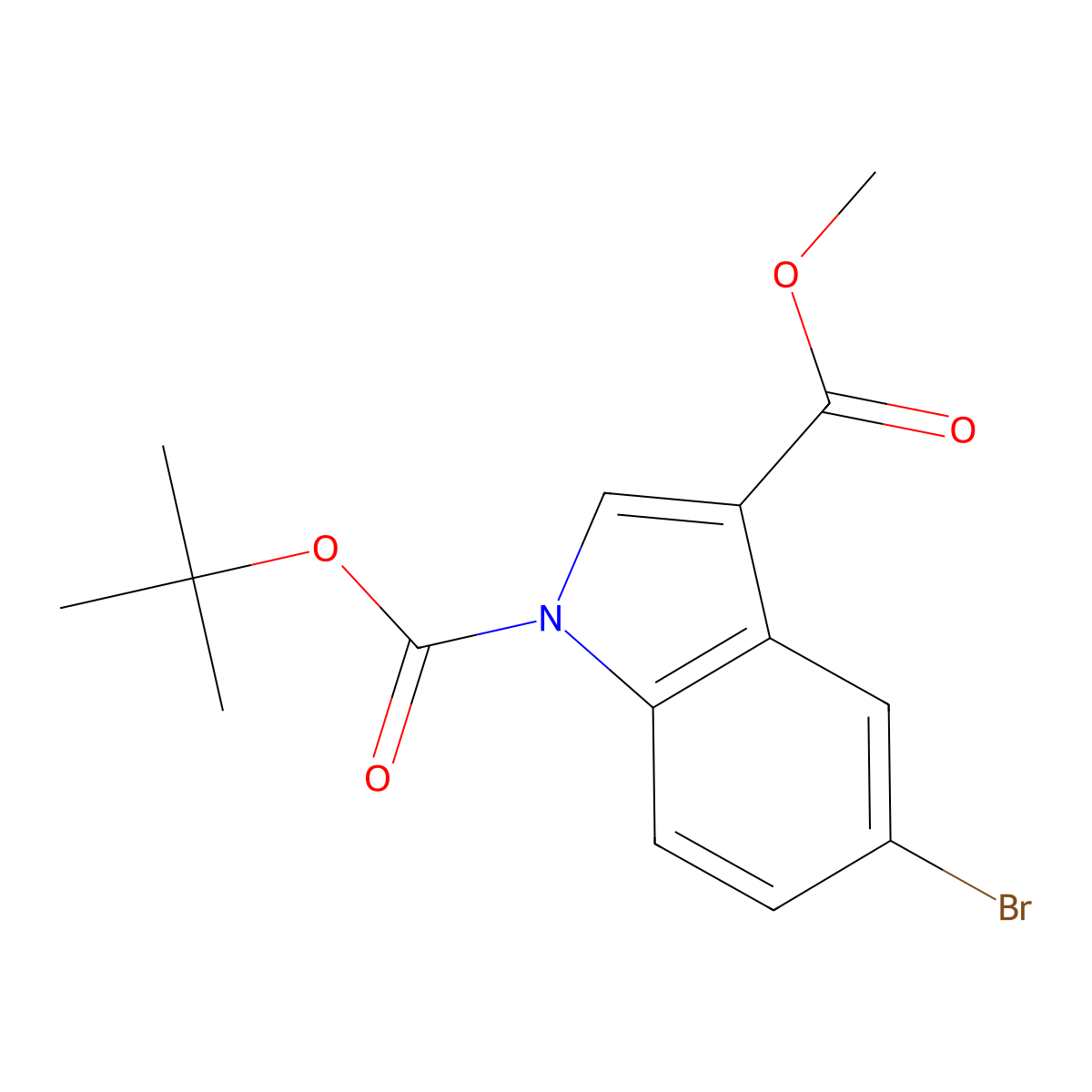 1-tert-Butyl 3-methyl 5-bromo-1H-indole-1,3-dicarboxylate molecular structure, CAS 1100052-64-9