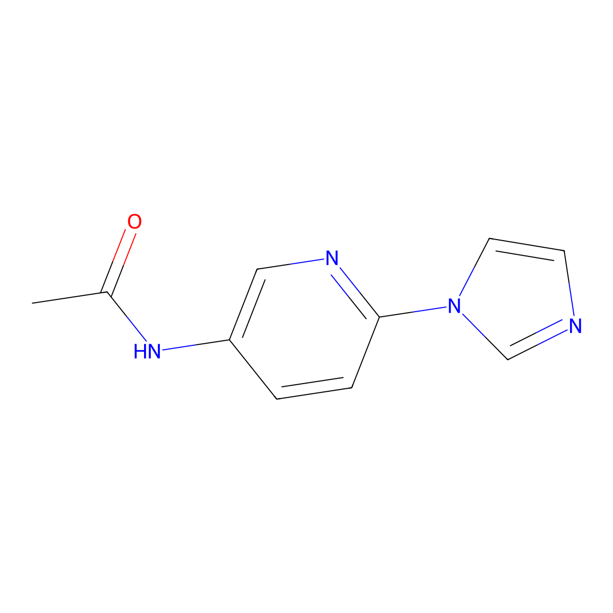 N-(6-(1H-imidazol-1-yl)pyridin-3-yl)acetamide molecular structure, CAS 1100057-74-6