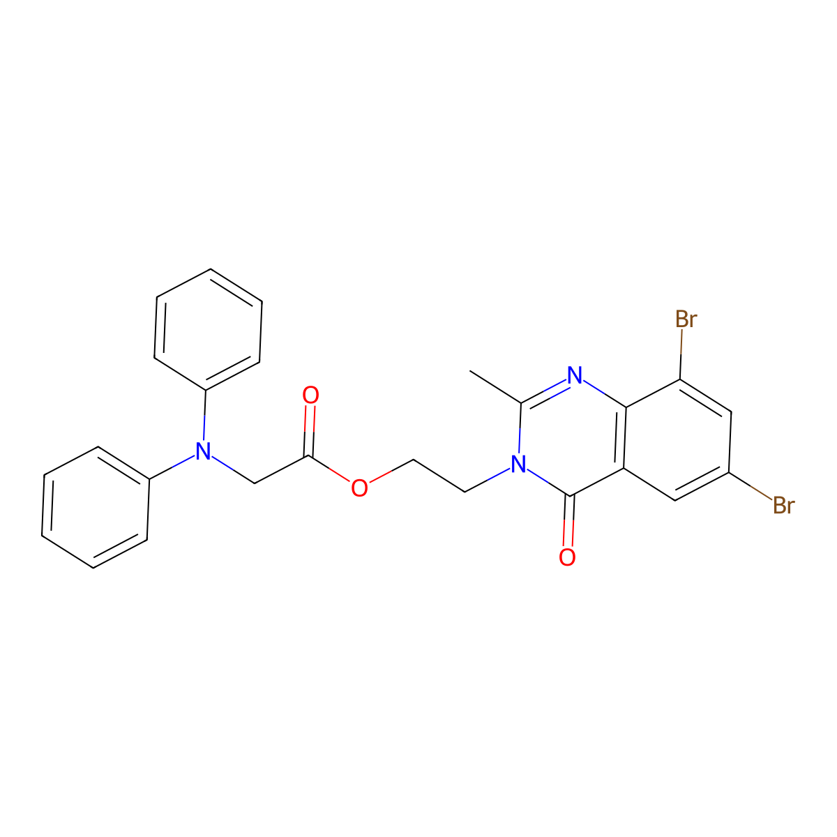 Glycine, N,N-diphenyl-, 2-(6,8-dibromo-2-methyl-4-oxo-3(4H)-quinazolinyl)ethyl ester molecular structure, CAS 110009-10-4