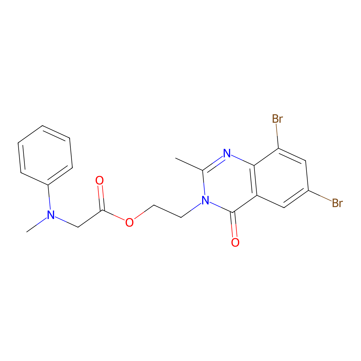 Glycine, N-methyl-N-phenyl-, 2-(6,8-dibromo-2-methyl-4-oxo-3(4H)-quinazolinyl)ethyl ester molecular structure, CAS 110009-12-6