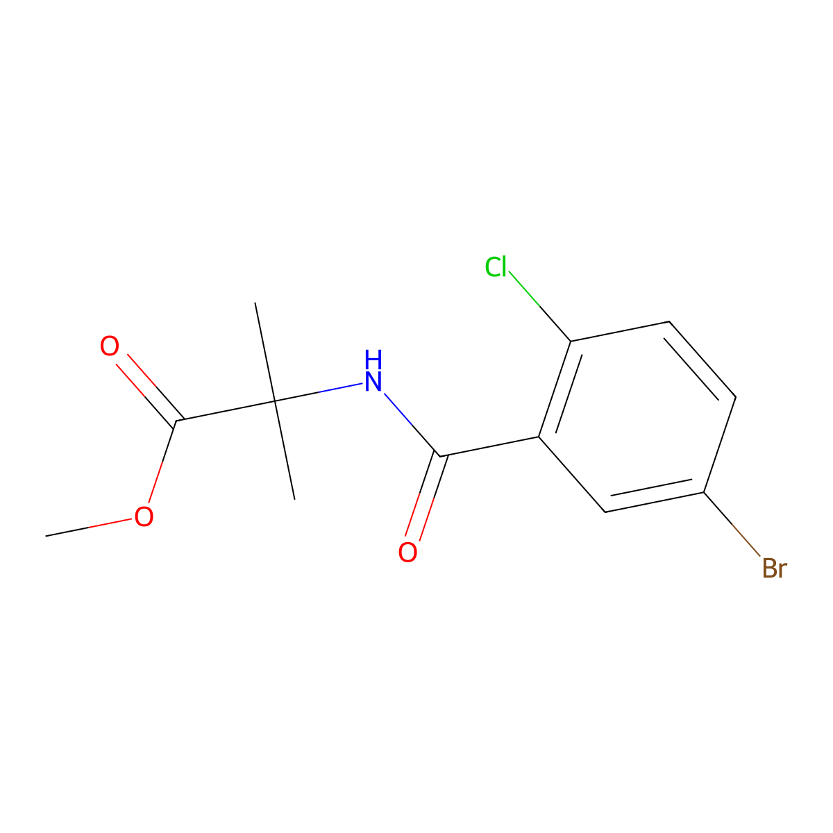 Methyl 2-(5-bromo-2-chlorobenzamido)-2-methylpropanoate molecular structure, CAS 1100091-74-4