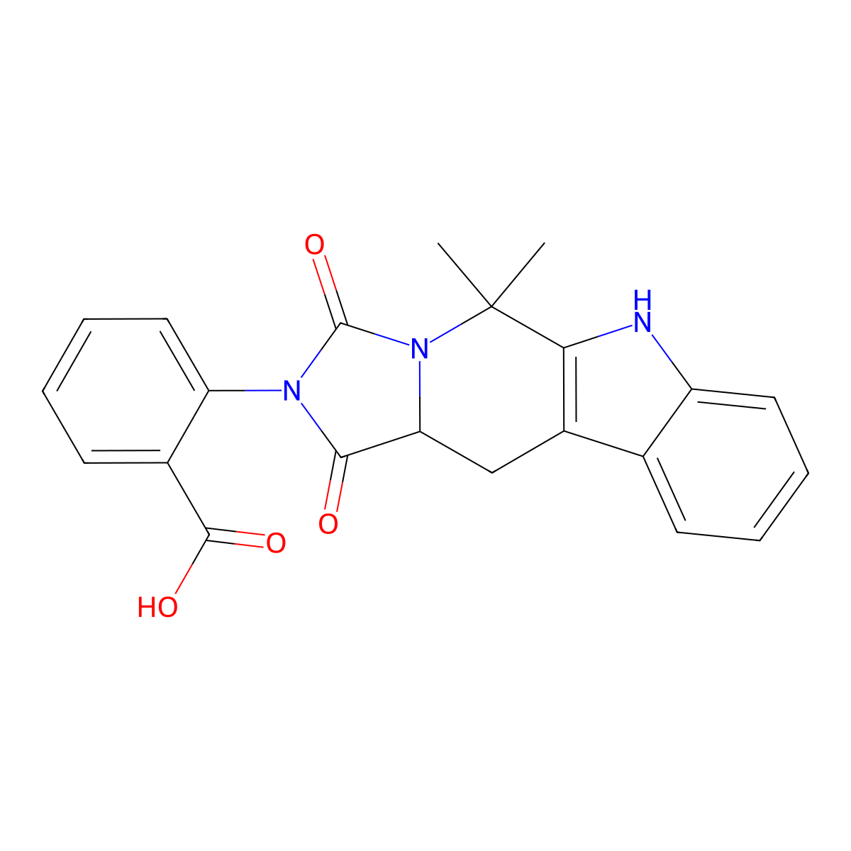 2-(5,5-dimethyl-1,3-dioxo-11,11a-dihydro-1H-imidazo[1',5':1,6]pyrido[3,4-b]indol-2(3H,5H,6H)-yl)benzoic acid molecular structure, CAS 1100092-71-4