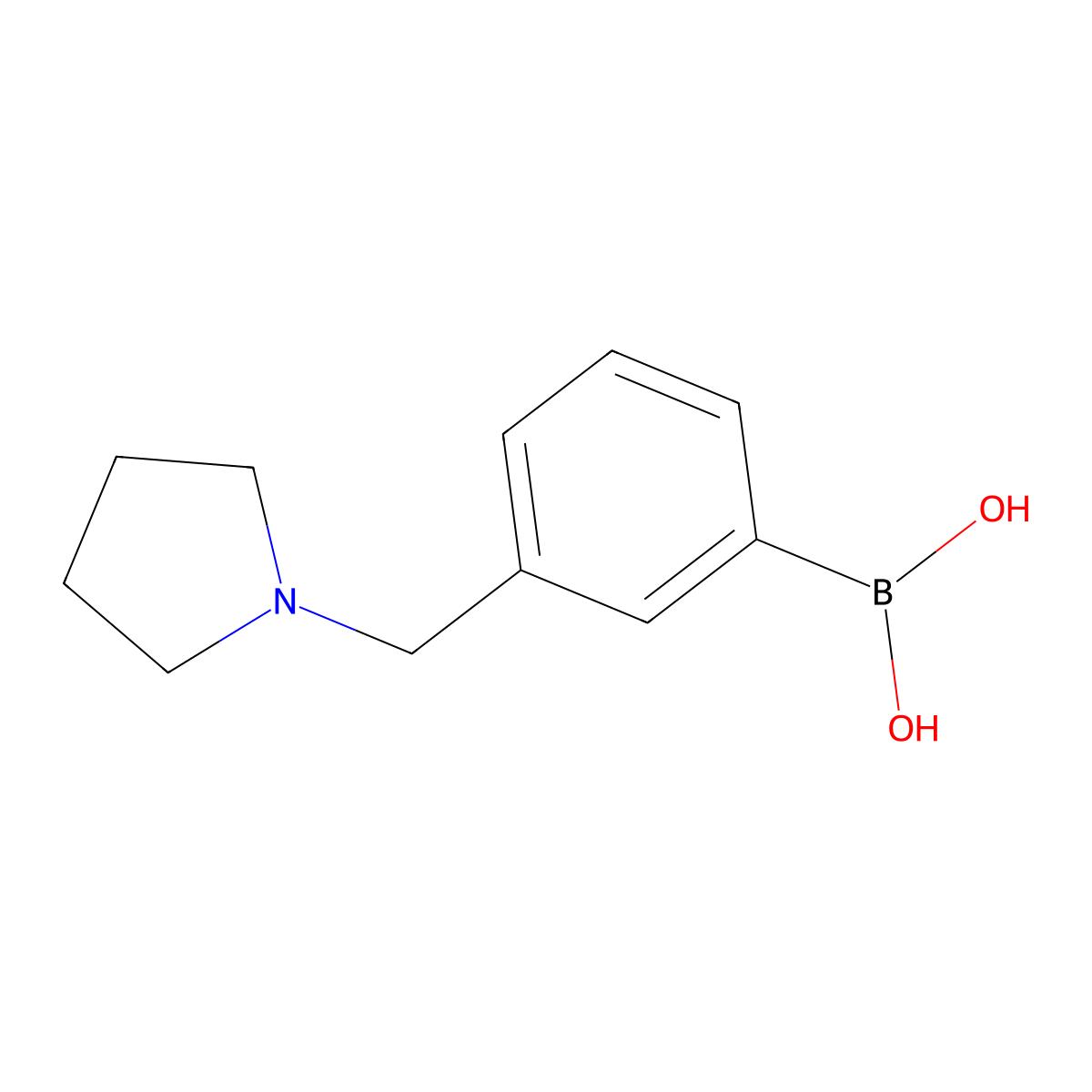(3-(Pyrrolidin-1-ylmethyl)phenyl)boronic acid molecular structure, CAS 1100095-09-7
