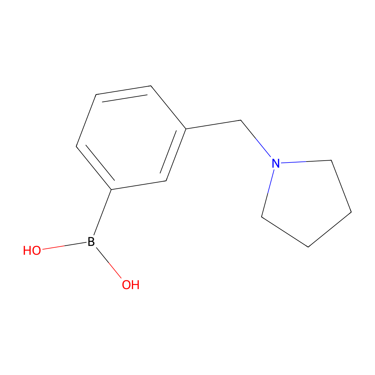 (3-(Pyrrolidin-1-ylmethyl)phenyl)boronic acid molecular structure, CAS 1100095-09-7