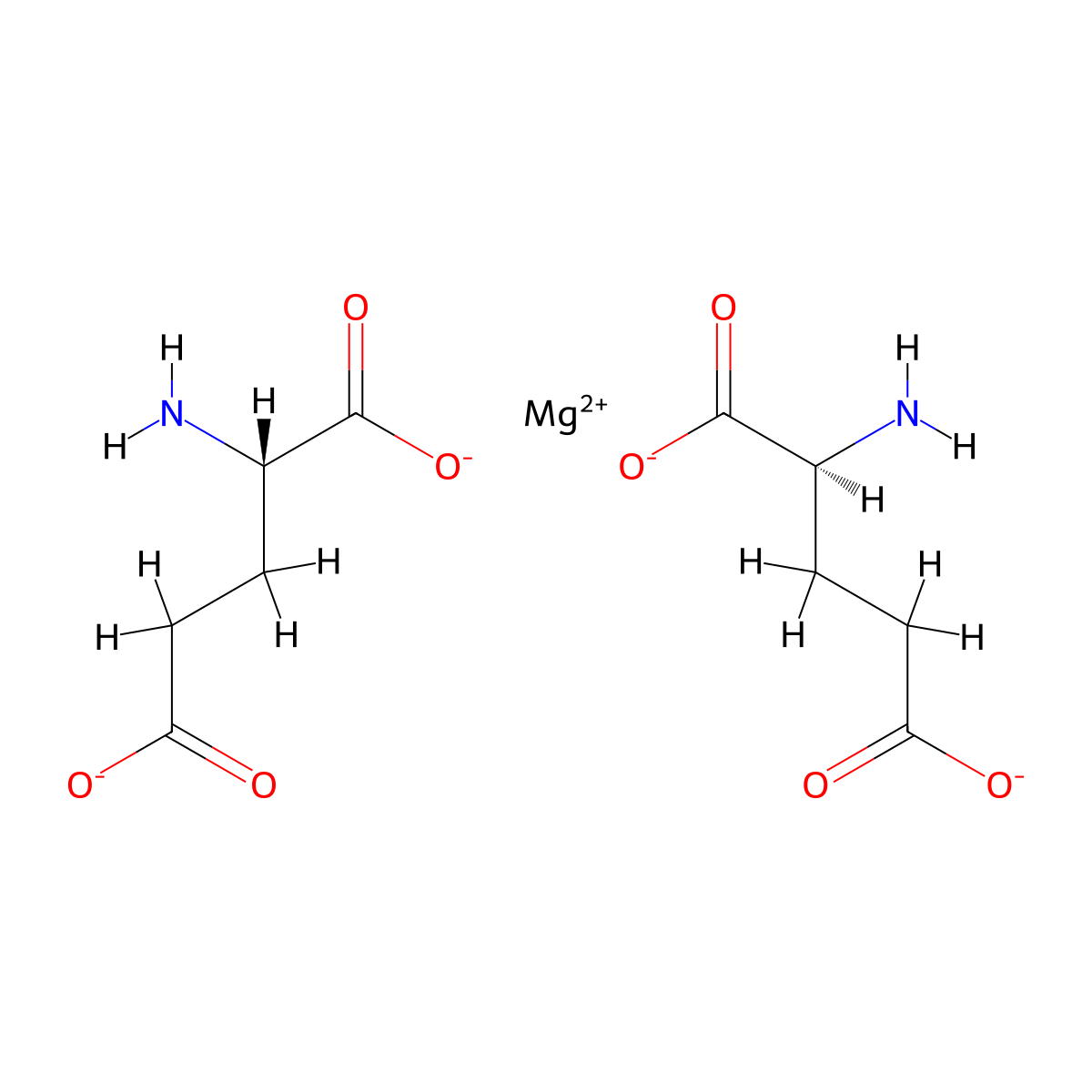 magnesium bis((2S)-2-aminopentanedioate) molecular structure, CAS 110011-84-2